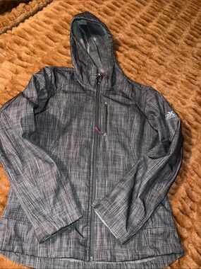 ZeroXposur Gray Hooded Jacket with Purple Accent